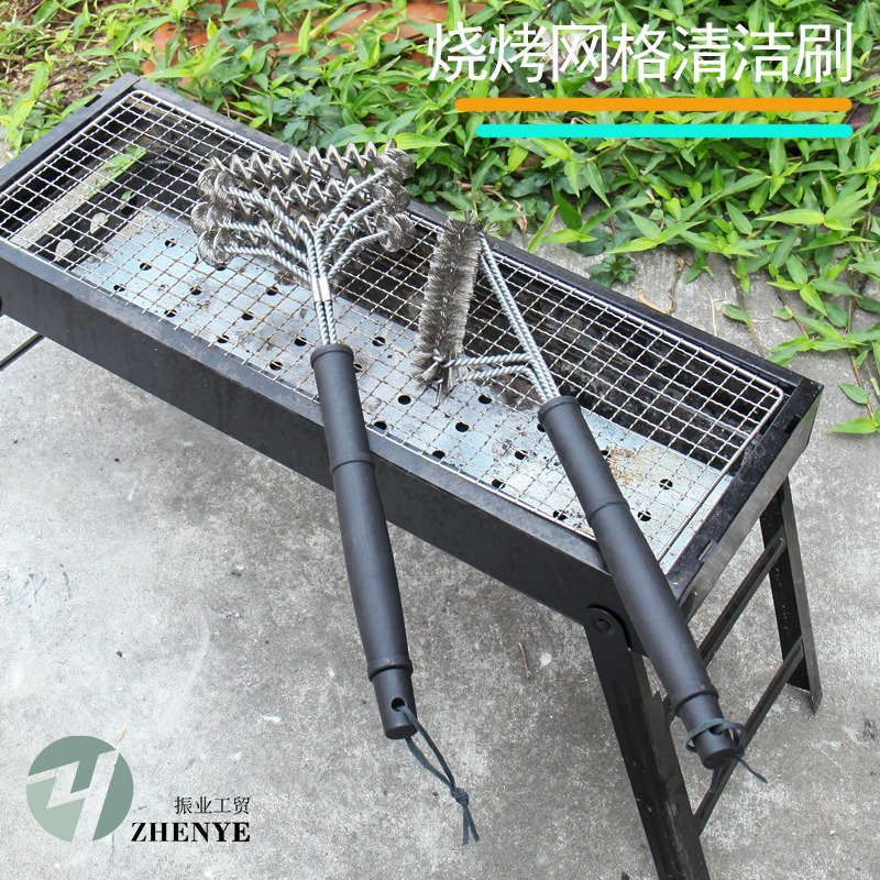 Amazon Hot Sale Stainless Steel BBQ Brush BBQ Outdoor Tools Oven Grill Mesh Rack Cleaning Brush Wire Brush