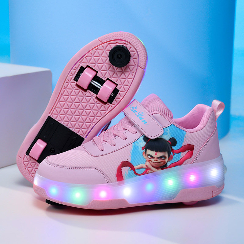 Picture of 2025 new cross-border children's luminous shoes pulley heloo shoes boys with brake wheels skates student sports