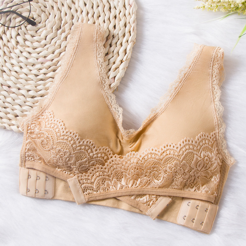 Picture of Cross-border front cross side buckle Sports sleep bra plus size lace running yoga shockproof push up European and American underwear for women