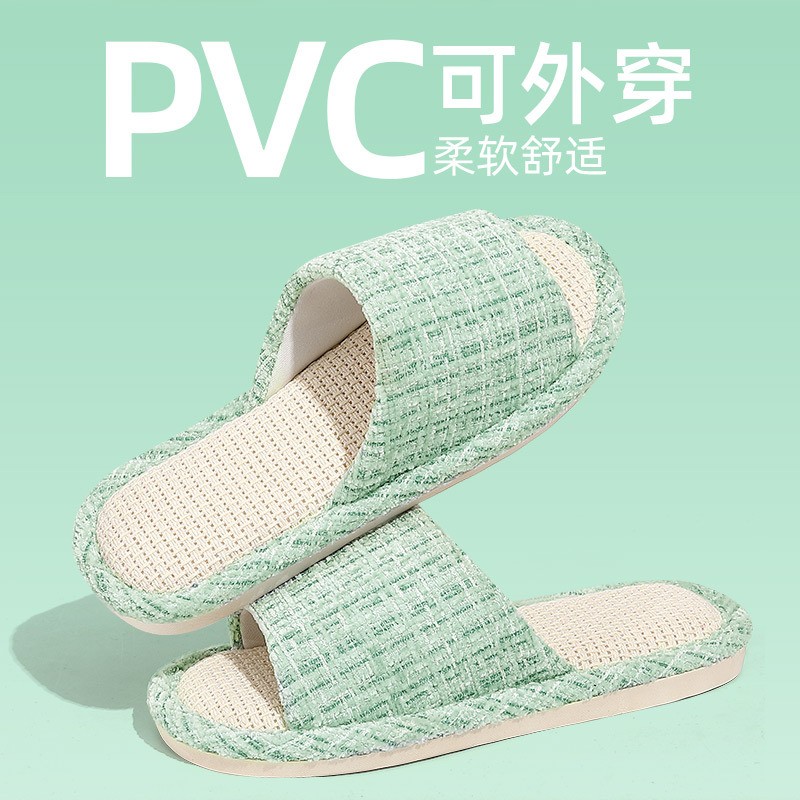 Picture of Women's Linen Slippers Spring and Autumn Home Japanese Silent Breathable Soft Sole Four Seasons Indoor Non-Slip Slippers Women's Wholesale