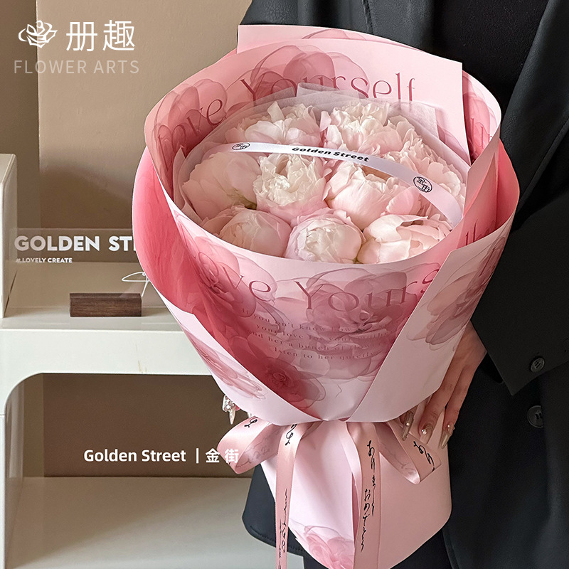 Pink 520 New Original Design Mother's Day Light Dust Early Quiet Wrapping Paper Flower bouquet Thickened Kraft Paper