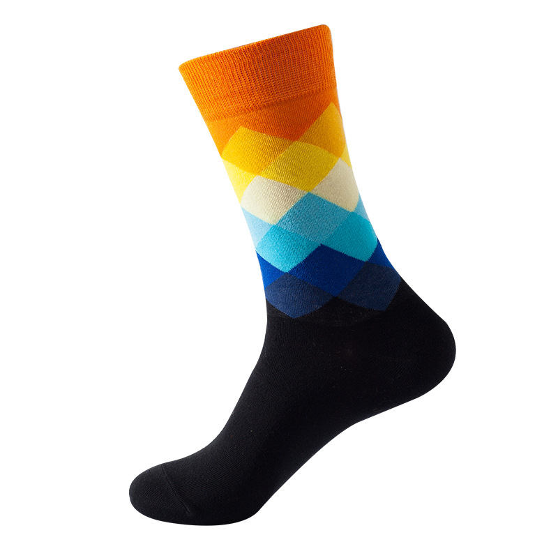 Picture of European and American Ins Style Mid-Calf Socks for Women Amazon Trendy Socks Supply Diamond Pattern Fashion Trendy Socks Wholesale in Stock