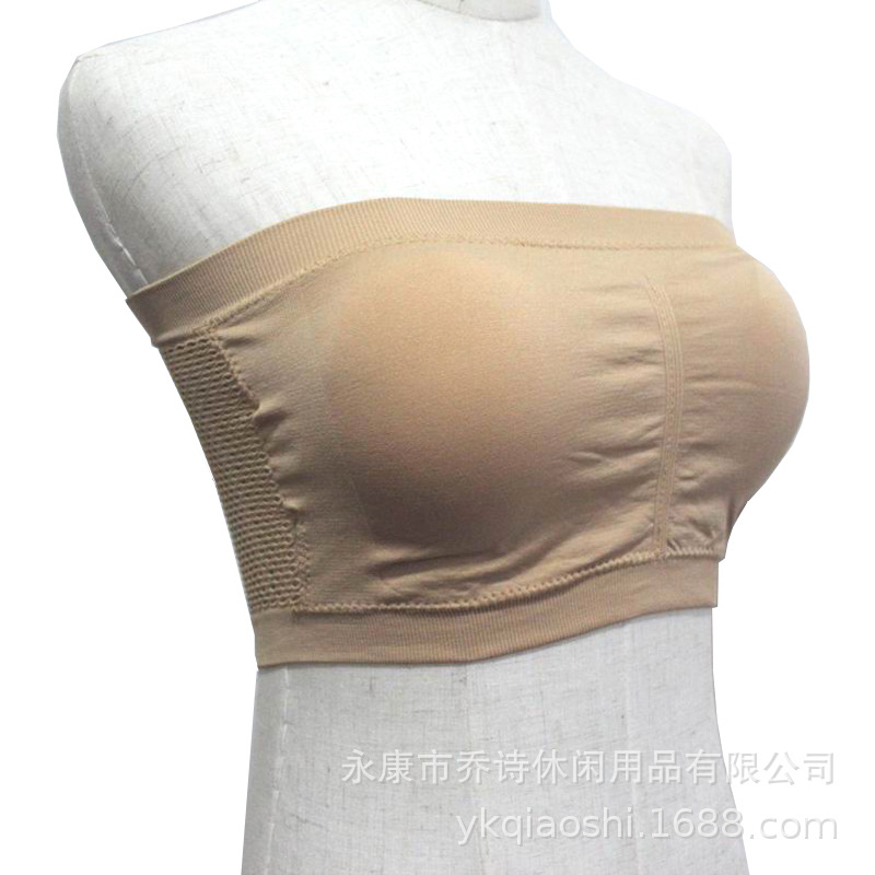 Picture of Foreign Trade One-Word Bra, Anti-Exposure, Plus Size Double-Layer Tube Top with Breast Pads, Breast Pads, Bottoming Intimates, No Steel Ring, Chest Wrap