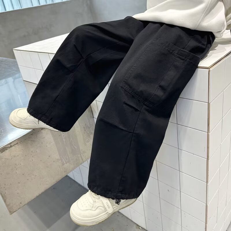Picture of Elastics Trousers Elastics Waist Girls' Cockwork Pants Spring Loose Casual Street Style Pants 9-year-old Spring and Summer Crotch-free Men