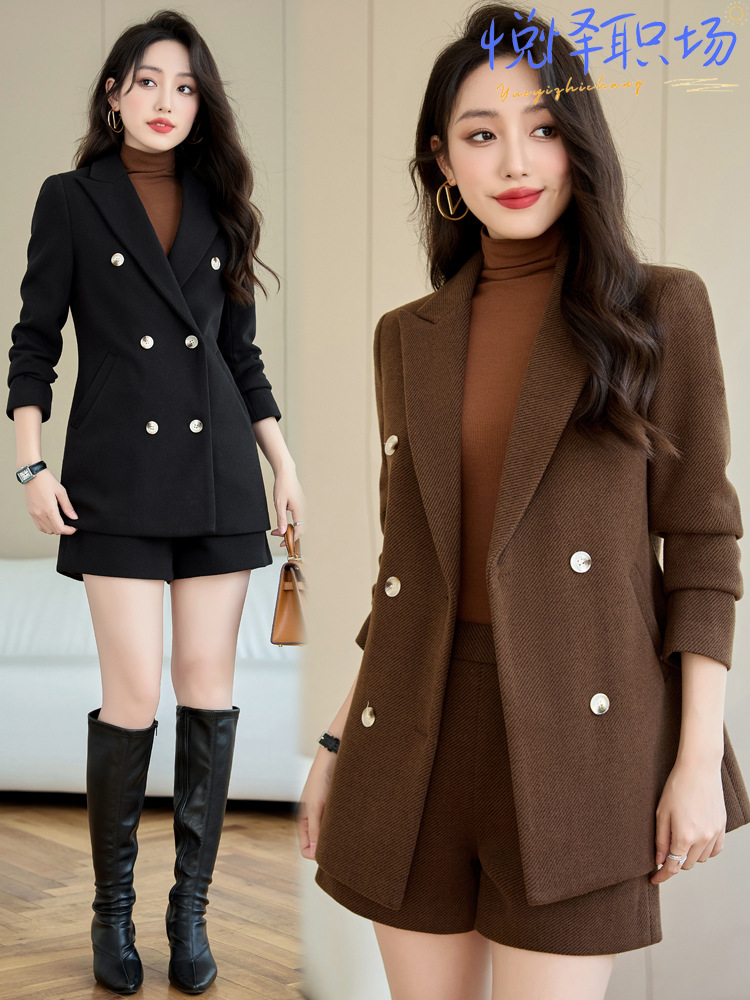 High-end Spring and Autumn Small Suit Jacket Women's Suit Business Wear Temperament Goddess Fan Fashion Dress OL Black Work Clothes