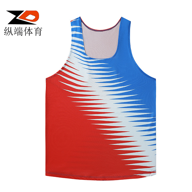 ZD longitudinal end men's track and field marathon running vest sports quick-drying breathable ultra-light mesh training suit