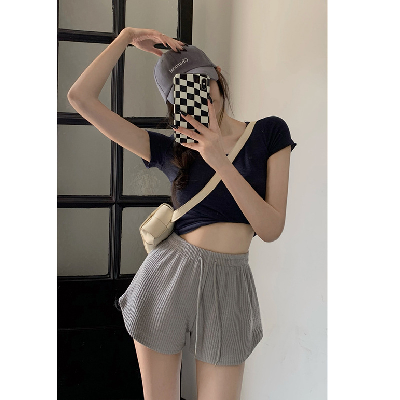 Drawstring Shorts Women's Summer Hot Girl Sports Pants High Waist Slimming Casual Pants Hot Pants Loose Wide Leg Pants Thin Pants