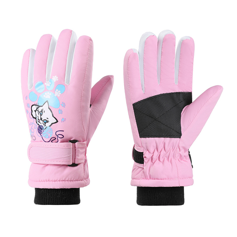 Picture of Winter Outdoor Children's Ski Gloves Men's and Women's 5-10 Years Old Cartoon Christmas Windproof Waterproof Warm Riding Gloves