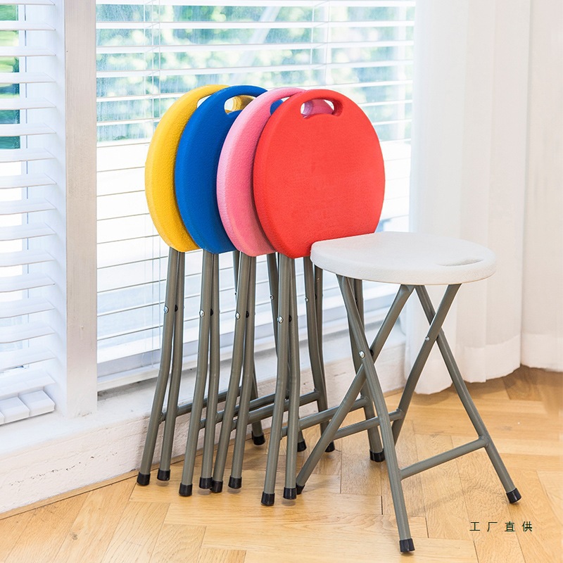 Thickened plastic bench simple small round stool folding stool chair outdoor fishing bench portable folding stool silk flower
