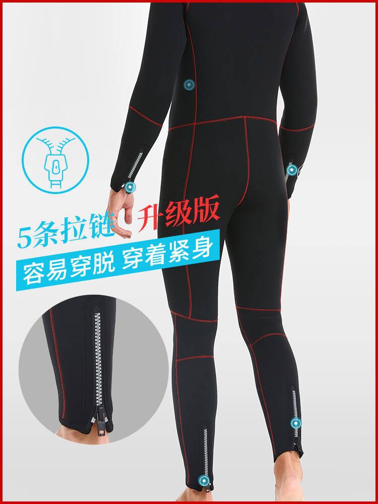 Picture of Shabbat New 5MM Diving Suit Men's Thickened Warm Hooded Fish Hunting Suit Winter Swimming Swimming Equipment Surfing Wet Suit