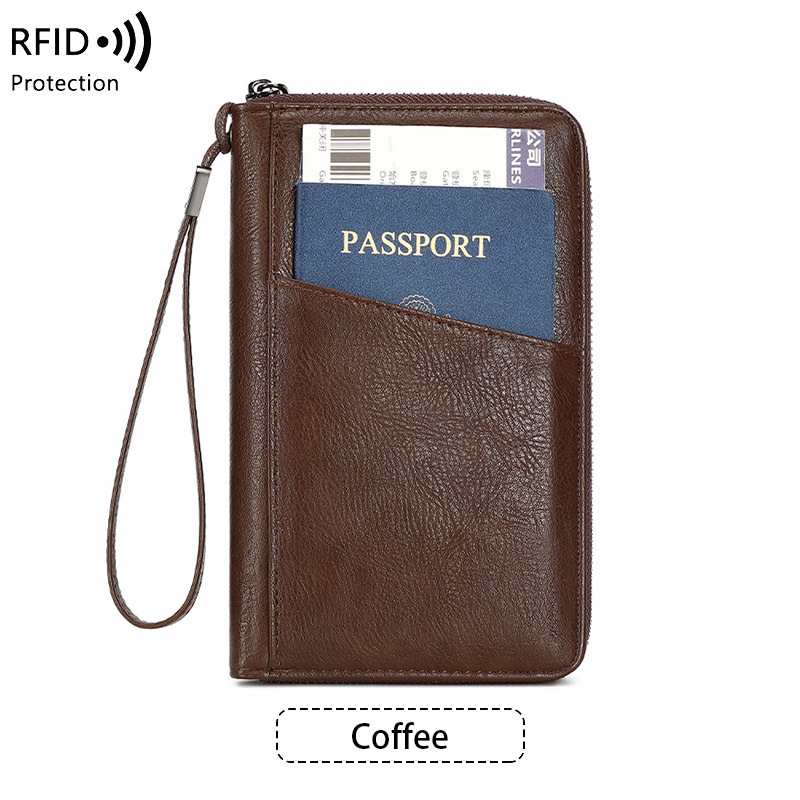 Picture of Cross-border New RFID Anti-magnetic Wallet Zipper Passport Bag Certificate Bag Air Ticket Storage Bag Multifunctional Passport Wallet