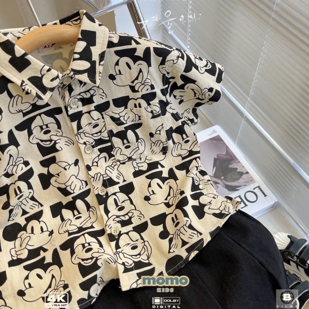 Picture of Children's Short-sleeved Shirt 2025 Summer New Children's Korean-style Cartoon Printed Top Thin Shirt for Boys and Babies