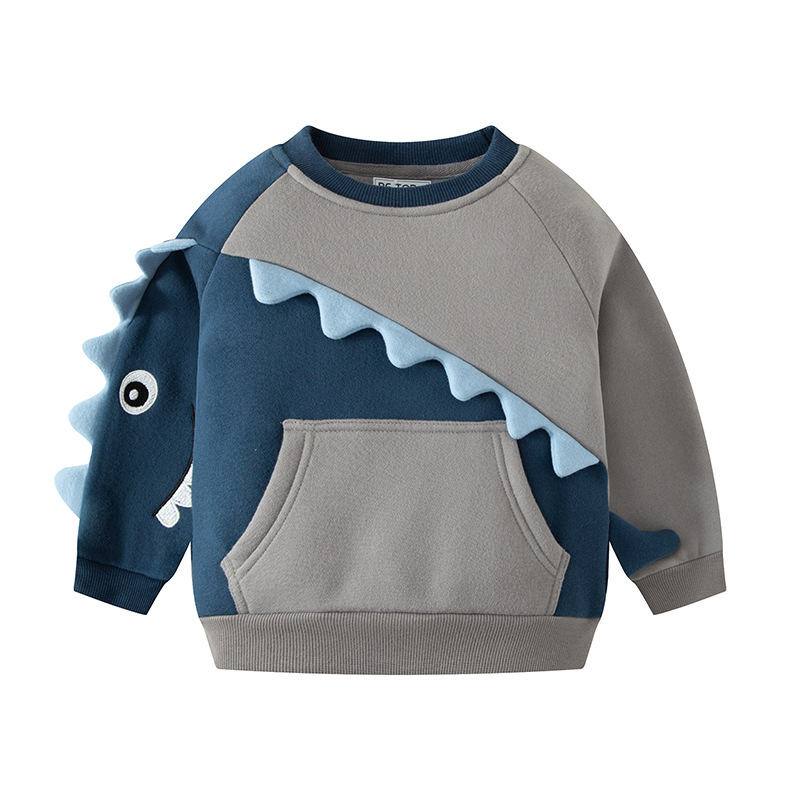 Picture of New Autumn and Winter Polar Fleece Boys' Pullover Cartoon Color Block Sweatshirt Children's Knitted Sweater Children's Clothing Drop Shipping
