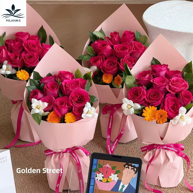 Net red beauty with flower bouquet wrapping paper dopamine thickening modeling paper hard cardboard flower wrapping paper art paper