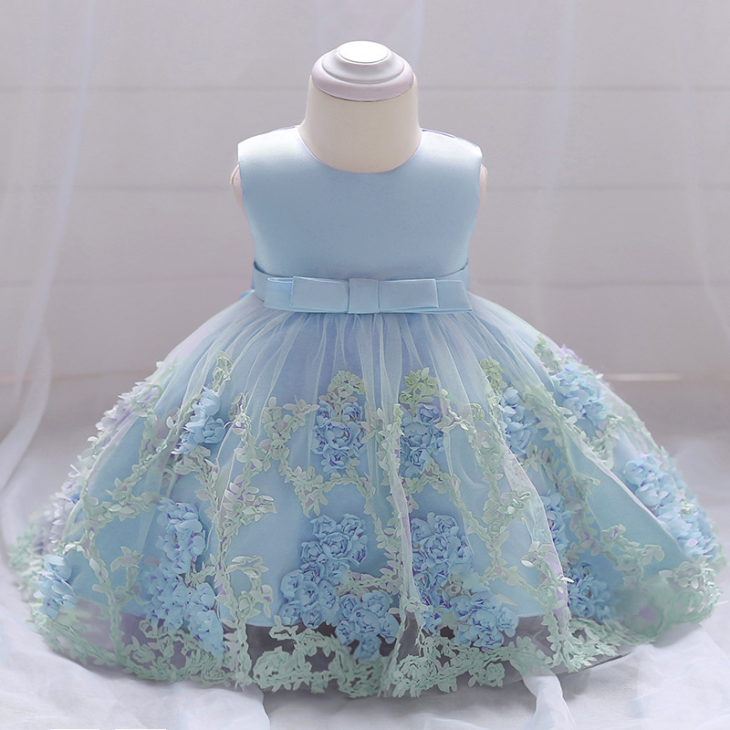 Picture of New summer European and American Princess flower sleeveless mesh baby dress cotton dress children's dress spot