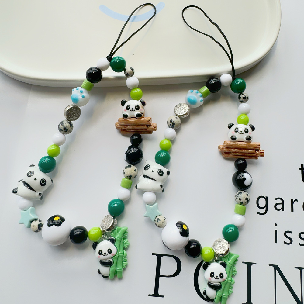 Original Chinese style cartoon panda beaded mobile phone chain cute bag pendant ccd camera pendant new cross-border