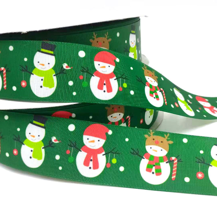 Picture of Customized 2.5cm Wide Heat Transfer Ribbed Ribbon Christmas Gift Wrapping Ribbon DIY Bow Cross-Border Exclusive Supply