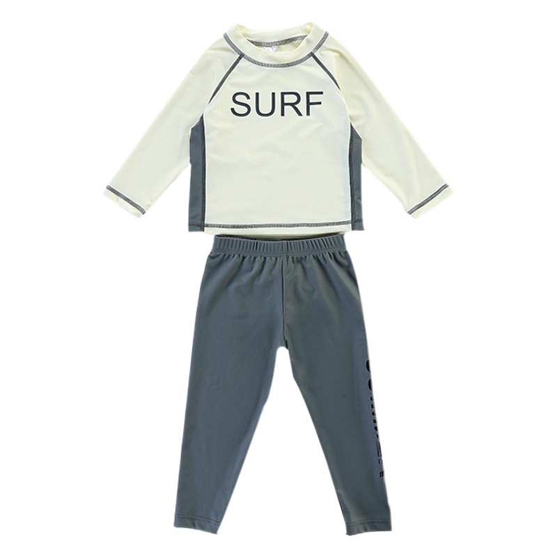 Baby Swimwear 2023 New Korean Children's Swimwear Boys and Girls Split Long Sleeve Trousers Letter Swimwear Set