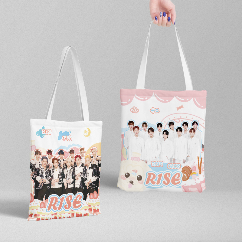 RISE canvas bag 36x 39cm star pattern Korean shoulder bag portable shopping bag tutorial bag wholesale