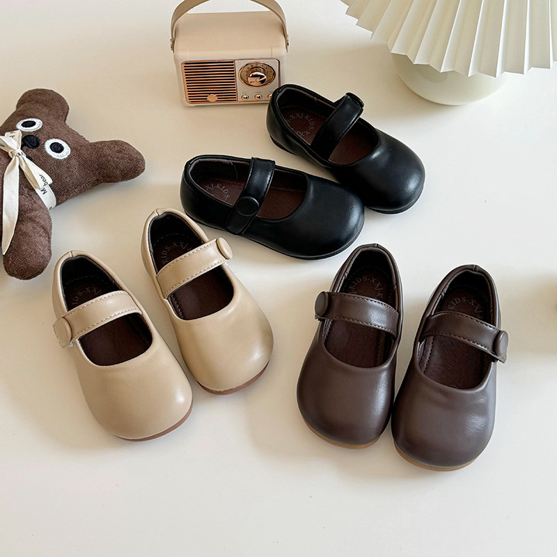 Children's shoes girls British style small leather shoes black 2024 new princess shoes little girl fashion shoes performance shoes