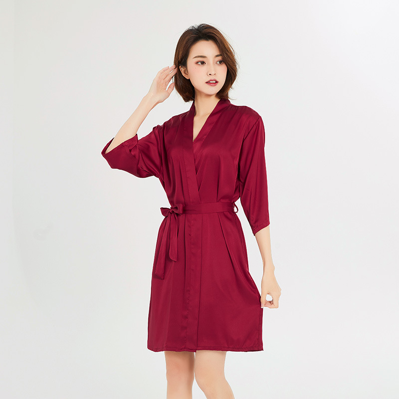 Picture of bride Gown morning Gown Lady nightgown wedding makeup bridesmaid group wedding kimono imitation silk satin bathrobe