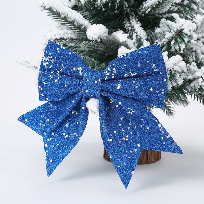 Picture of Christmas Big Bow Decoration Pendant DIY Sequin Pearl Cotton Bow Christmas Tree Hanging Party Decoration