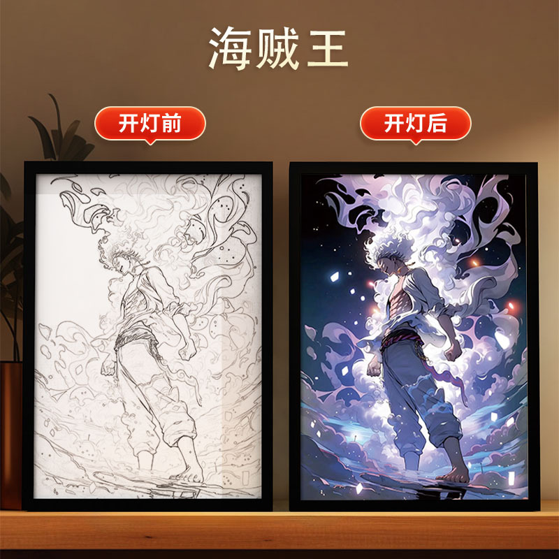 Picture of Carefully Selected One Piece - Luffy Light Painting Zoro Atmosphere Luminous Decorative Painting DIY Animation Creative Desktop Table