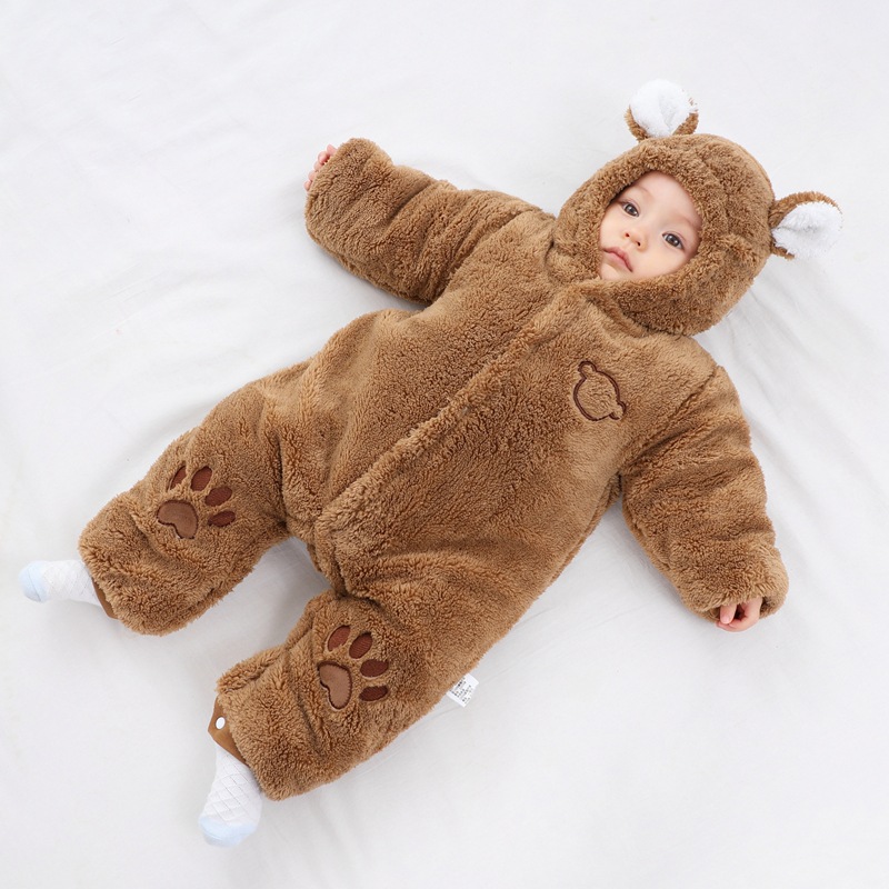Picture of Baby's jumpsuit autumn and winter baby's thick warm climbing clothes newborn's cotton-padded clothes baby clothes fleece-lined clothes