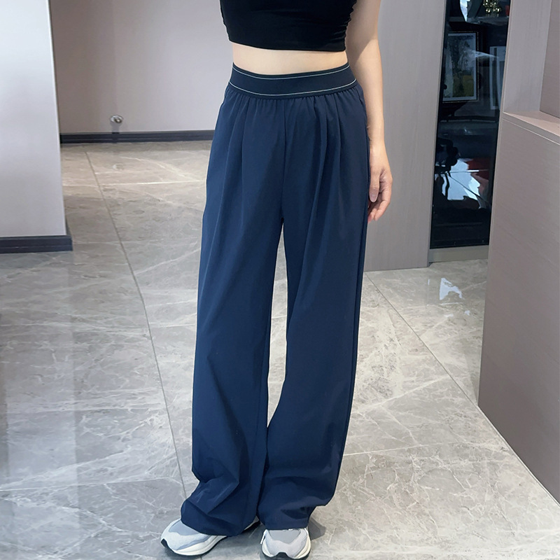 Loose High-Waisted Sports Lightweight Slimming Loose Quick-Dry Pants Straight-Leg Pants American Style Casual Yoga Long Pants for Women