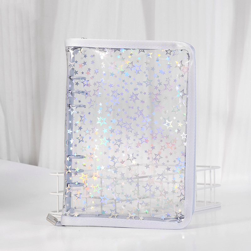 Picture of Spot Cute Popular Storage Bag Six-Hole Loose-Leaf Book Ins Style Star Chasing A5A6 Transparent Zipper Notebook Shell