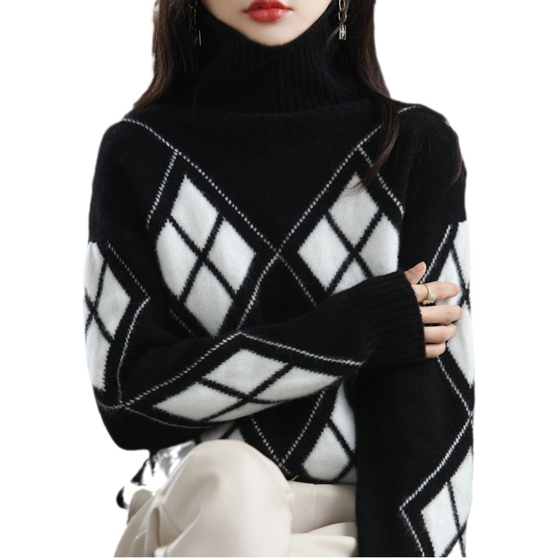 Black turtleneck sweater women's autumn and winter New Korean style thickened knitted bottoming shirt popular fashionable inner top