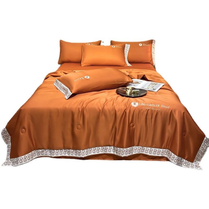Washed Ice Silk summer quilt four-piece embroidered high-end summer thin quilt air conditioning quilt summer cool quilt bedding wholesale