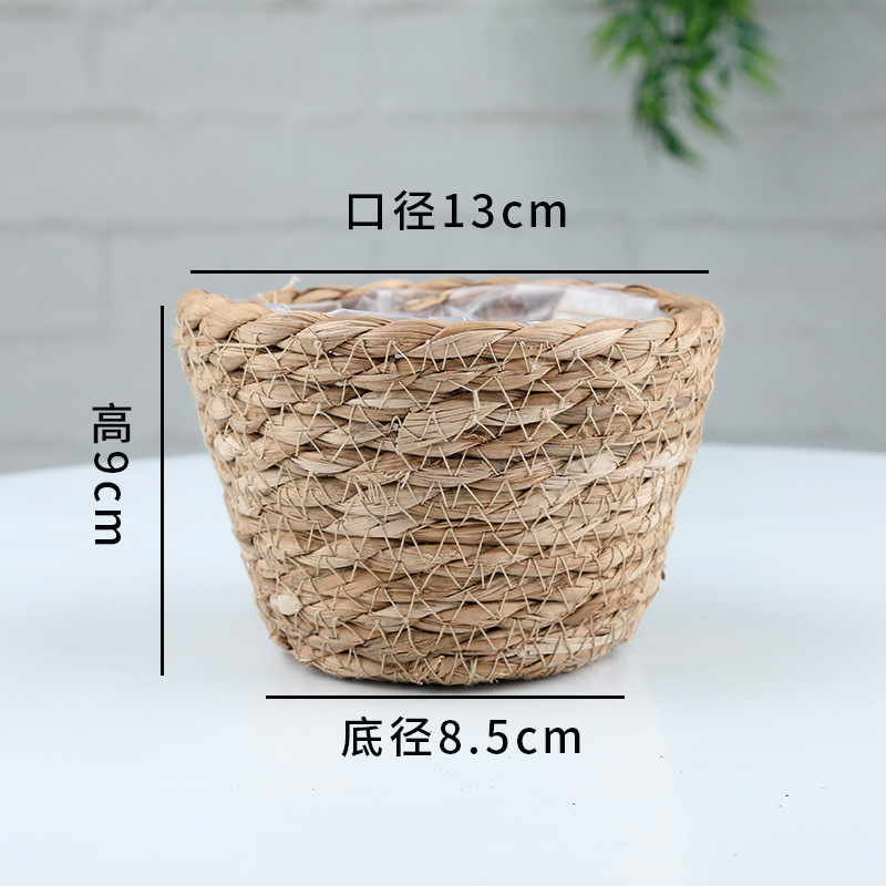 Picture of Cross-border Hot Sale Straw Rattan Flower Basket Creative Home Woven Basket Balcony Living Room Decoration Green Plant Potted Flower Pot