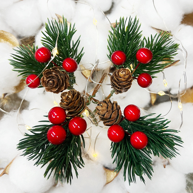 Picture of Christmas decoration simulation Christmas tree red pine cone pendant DIY packaging gift box decoration accessories Christmas pine needles