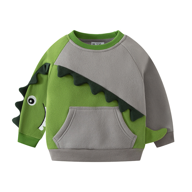 Picture of New Autumn and Winter Polar Fleece Boys' Pullover Cartoon Color Block Sweatshirt Children's Knitted Sweater Children's Clothing Drop Shipping