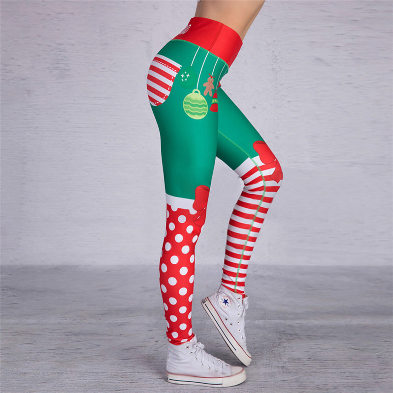Wish Amazon cross-border new Christmas printing popular hip lifting high waist fitness sports leggings pencil pants for women
