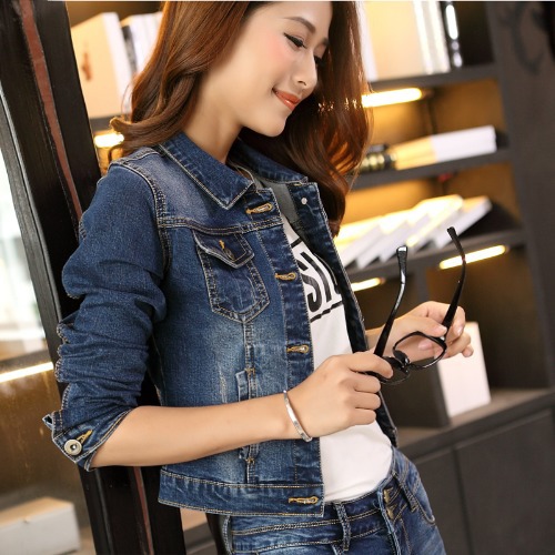 Picture of Dark Blue Denim Short Outwear Women's Summer Thin 2023 New Slim-Fitting Top for Small People Fashionable Elegant
