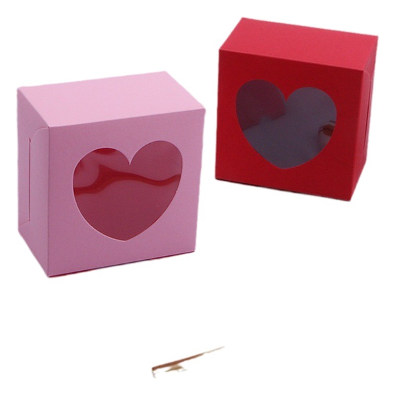 Valentine's Day Red Dessert Box Baking Biscuits Cake Candy Transparent Window French Packaging Box Wholesale Foreign Trade