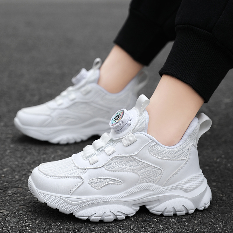 Girls' White Shoes 2025 New Men's Mesh Soft Sole Lightweight Children's Sports Shoes Wholesale Student White Shoes