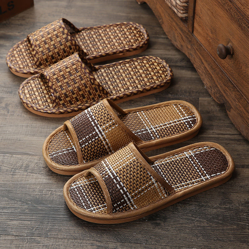 Linen Slippers New Arrival Rattan Grass Woven Summer Women's Household Indoor Non-Slip Wearing Sandals and Slippers for Men's Home