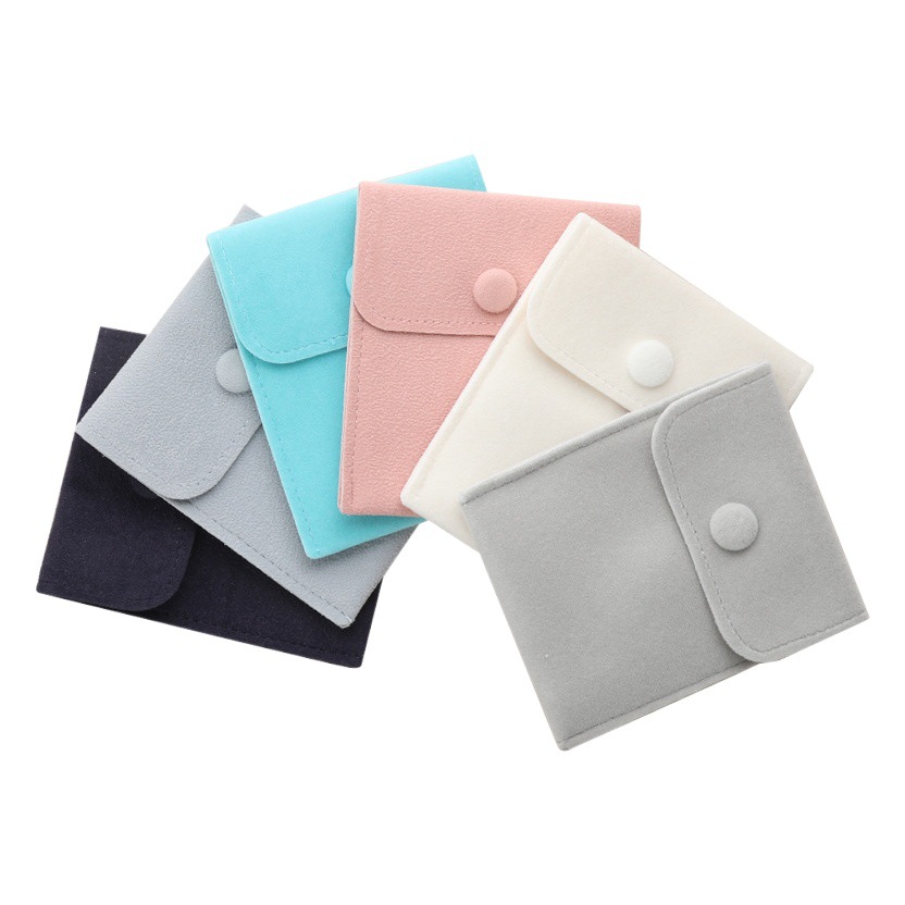 Jewelry flannel jewelry bag anti-oxidation button cloth bag thickened velvet ring necklace jewelry storage bag wholesale factory