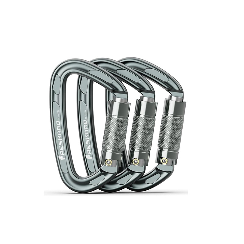 Picture of D-type automatic main lock 25KN aviation aluminum alloy D-type mountaineering buckle outdoor mountaineering automatic buckle rock climbing quick hanging hand lock