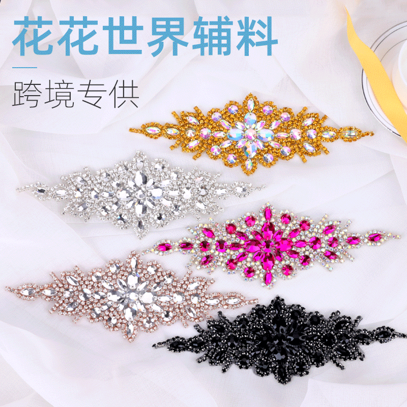 Cross-border Europe and the United States Rhinestone Wedding dress rhinestone applique bride waist Amazon hand-stitched dress crystal waist belt