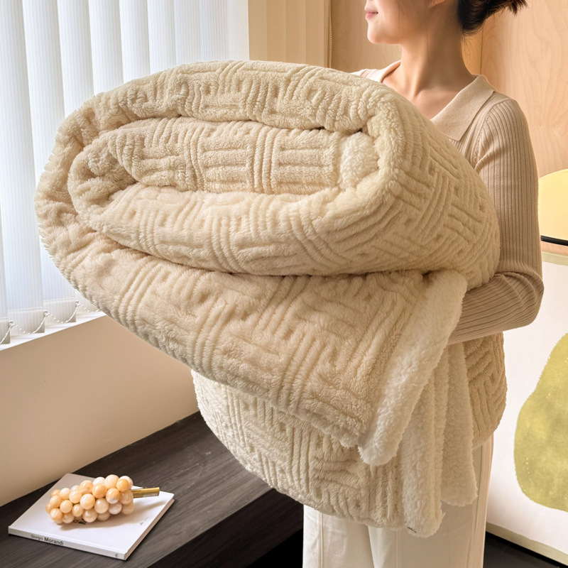 Picture of Double-layer Blanket Winter Office Shawl Blanket Single Double-sided Coral Fleece Sofa Blanket Children Nap Blanket