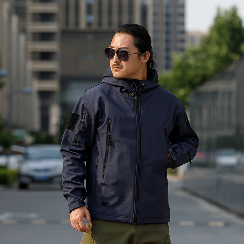 Picture of Shark skin soft shell assault clothing camouflage jacket fleece padded tactical clothing hooded jacket manufacturers in stock