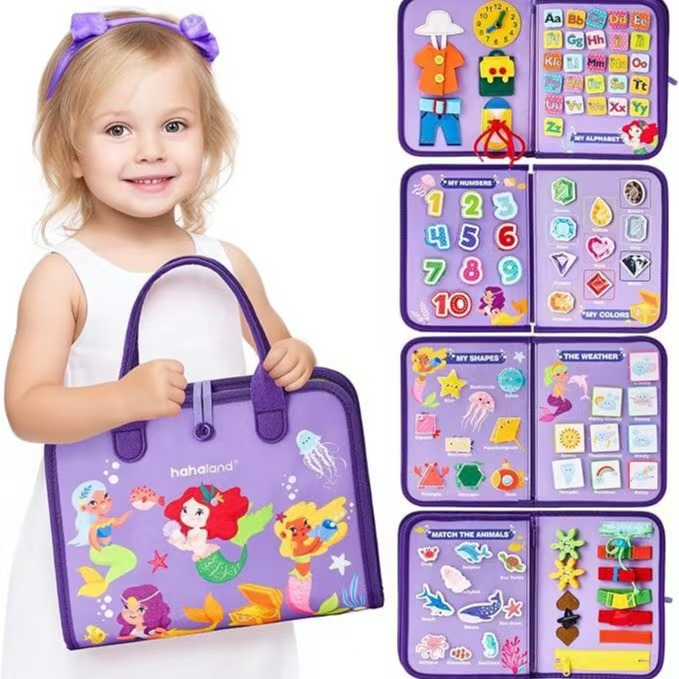 Cross-border special felt learning board children's educational early education board DIY busy board Montessori Children's Enlightenment dressing board