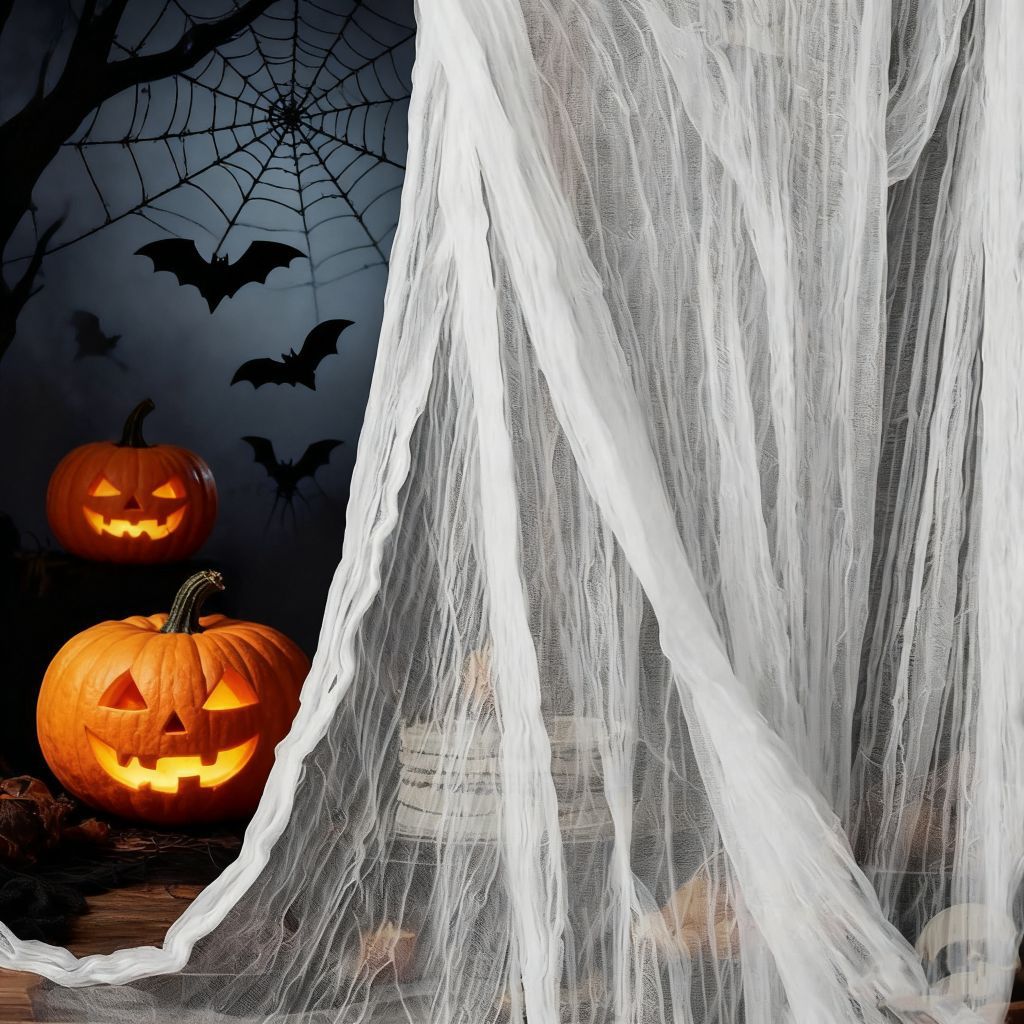 Halloween Tablecloth Supply Cross-Border Fine Gauze Fabric Horror Hanging Ghost Witch Atmosphere Decoration Mesh Fabric Amazon Bestseller