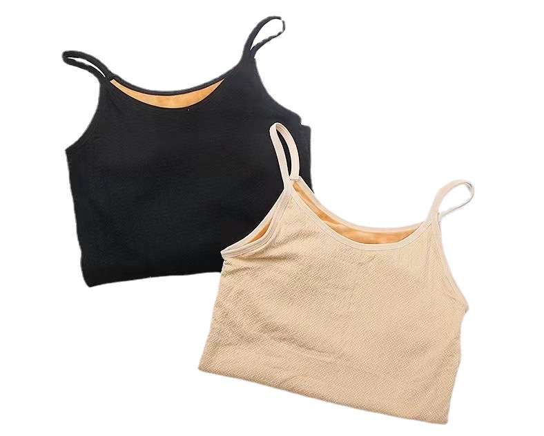 Picture of Autumn and Winter Classic Body-Shaping Twist Warm Vest Women's Double-Layer Fleece-Lined Thickened High-Elastic Base Student Sling Top
