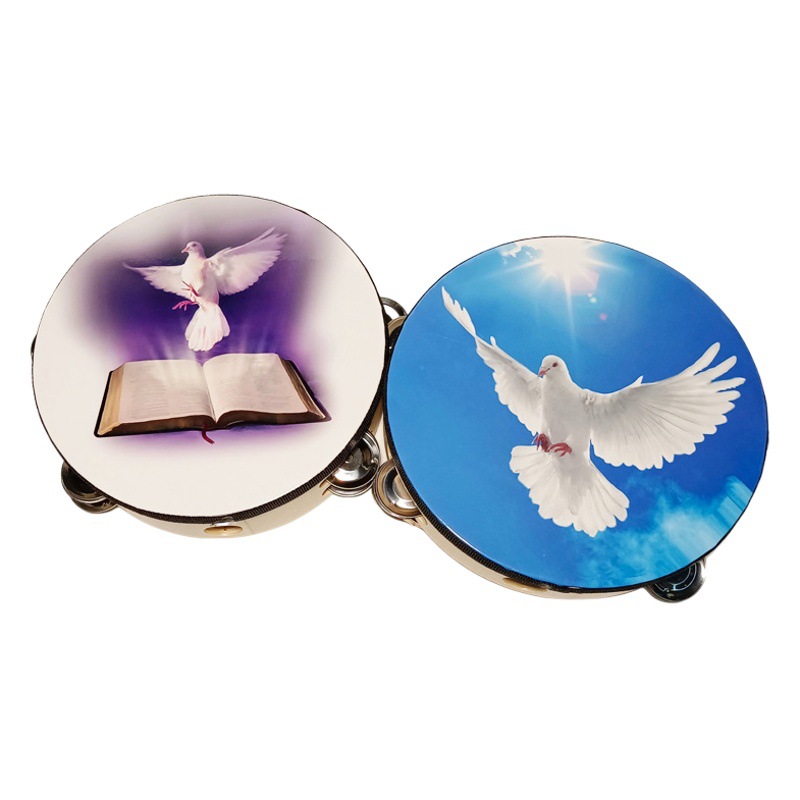 Double Row Tambourine Kidsren's Orff Percussion Instrument Hand Drum Kindergarten Teaching Aids White Pigeon Tambourine