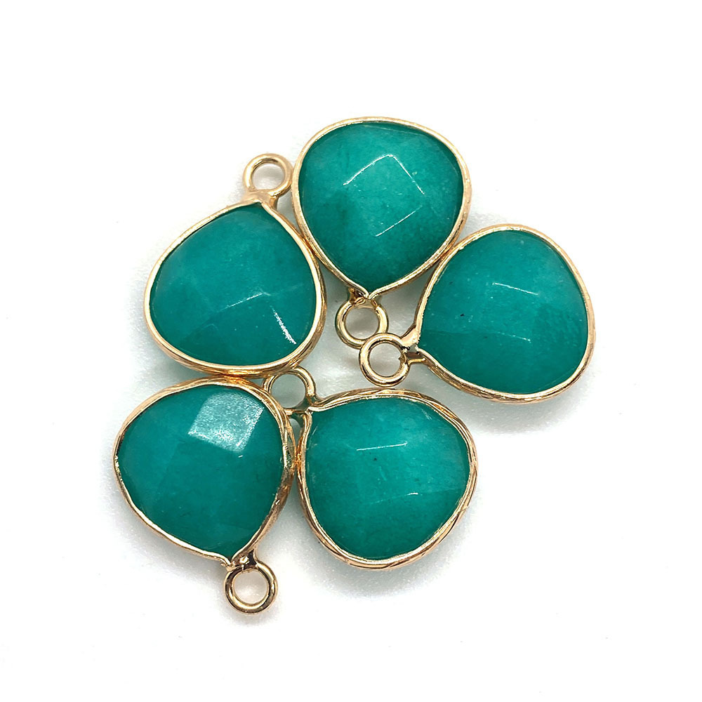Picture of Natural stone facet pendant 14x 18mm green black single hole drop pendant DIY jewelry accessories wholesale